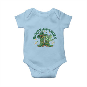 Howdy Go Lucky Baby Onesie Green Cowboy Boots St Patrick's Day TS14 Light Blue Print Your Wear