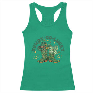 Howdy Go Lucky Racerback Tank Top Green Cowboy Boots St Patrick's Day TS14 Irish Green Print Your Wear