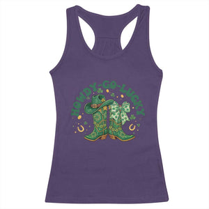 Howdy Go Lucky Racerback Tank Top Green Cowboy Boots St Patrick's Day TS14 Purple Print Your Wear