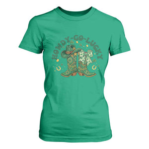 Howdy Go Lucky T Shirt For Women Green Cowboy Boots St Patrick's Day TS14 Irish Green Print Your Wear