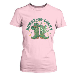 Howdy Go Lucky T Shirt For Women Green Cowboy Boots St Patrick's Day TS14 Light Pink Print Your Wear