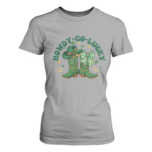 Howdy Go Lucky T Shirt For Women Green Cowboy Boots St Patrick's Day TS14 Sport Gray Print Your Wear