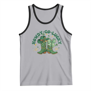Howdy Go Lucky Tank Top Green Cowboy Boots St Patrick's Day TS14 Athletic Heather Black Print Your Wear