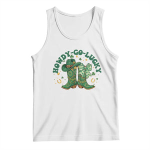 Howdy Go Lucky Tank Top Green Cowboy Boots St Patrick's Day TS14 White Print Your Wear