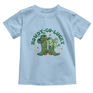 Howdy Go Lucky Toddler T Shirt Green Cowboy Boots St Patrick's Day TS14 Light Blue Print Your Wear
