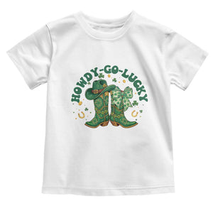 Howdy Go Lucky Toddler T Shirt Green Cowboy Boots St Patrick's Day TS14 White Print Your Wear