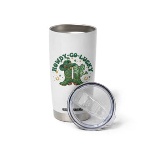Howdy Go Lucky Tumbler Cup Green Cowboy Boots St Patrick's Day TS14 Print Your Wear