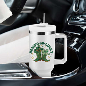 Howdy Go Lucky Tumbler With Handle Green Cowboy Boots St Patrick's Day TS14 Print Your Wear