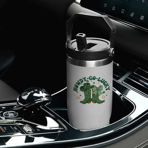 Howdy Go Lucky Flip Straw Tumbler Green Cowboy Boots St Patrick's Day TS14 Print Your Wear