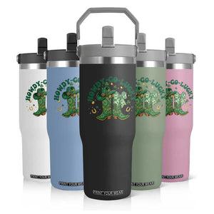 Howdy Go Lucky Flip Straw Tumbler Green Cowboy Boots St Patrick's Day TS14 Print Your Wear