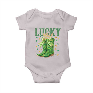 Cowboy St Patrick's Day Baby Onesie Lucky Girl Boots TS14 Ice Gray Print Your Wear