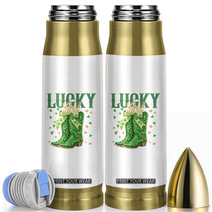 Cowboy St Patrick's Day Bullet Tumbler Lucky Girl Boots TS14 White Print Your Wear