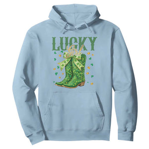 Cowboy St Patrick's Day Hoodie Lucky Girl Boots TS14 Light Blue Print Your Wear