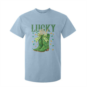 Cowboy St Patrick's Day T Shirt For Kid Lucky Girl Boots TS14 Light Blue Print Your Wear