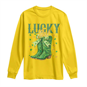 Cowboy St Patricks Day Long Sleeve Shirt - Lucky Girl Boots TS14 Daisy Print Your Wear