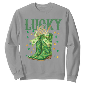 Cowboy St Patrick's Day Sweatshirt Lucky Girl Boots TS14 Sport Gray Print Your Wear