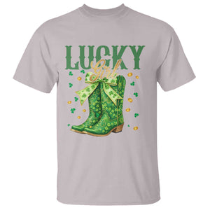 Cowboy St Patrick's Day T Shirt Lucky Girl Boots TS14 Ice Gray Print Your Wear