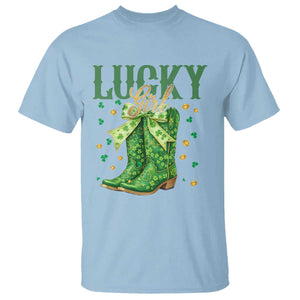 Cowboy St Patrick's Day T Shirt Lucky Girl Boots TS14 Light Blue Print Your Wear