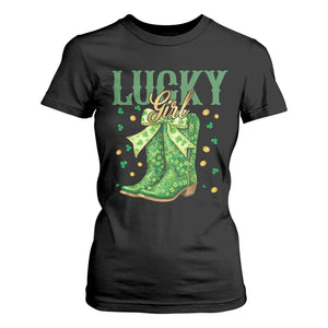 Cowboy St Patrick's Day T Shirt For Women Lucky Girl Boots TS14 Black Print Your Wear