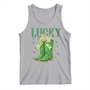 Cowboy St Patrick's Day Tank Top Lucky Girl Boots TS14 Athletic Heather Print Your Wear