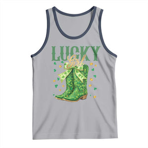 Cowboy St Patrick's Day Tank Top Lucky Girl Boots TS14 Athletic Heather Navy Print Your Wear
