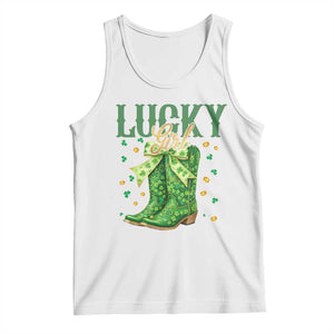 Cowboy St Patrick's Day Tank Top Lucky Girl Boots TS14 White Print Your Wear
