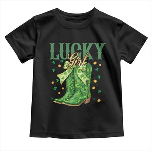 Cowboy St Patrick's Day Toddler T Shirt Lucky Girl Boots TS14 Black Print Your Wear