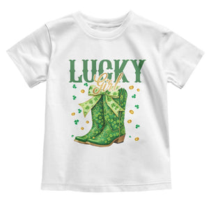 Cowboy St Patrick's Day Toddler T Shirt Lucky Girl Boots TS14 White Print Your Wear