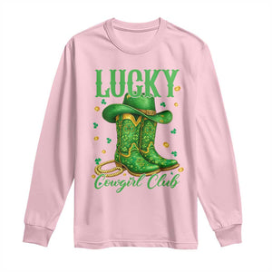 Lucky Cowgirl Club Long Sleeve Shirt Western Irish Cowboy St Patrick Day TS14 Light Pink Print Your Wear