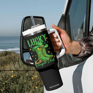 Lucky Cowgirl Club Tumbler With Handle Western Irish Cowboy St Patrick Day TS14 Print Your Wear