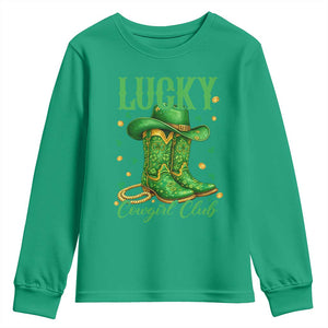 Lucky Cowgirl Club Youth Sweatshirt Western Irish Cowboy St Patrick Day TS14 Irish Green Print Your Wear
