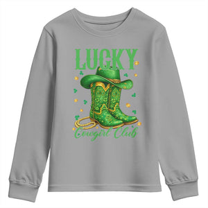 Lucky Cowgirl Club Youth Sweatshirt Western Irish Cowboy St Patrick Day TS14 Sport Gray Print Your Wear