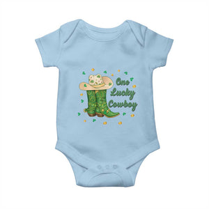 One Lucky Cowboy Baby Onesie Western Irish Cowboy St Patrick Day TS14 Light Blue Print Your Wear