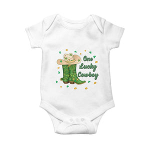 One Lucky Cowboy Baby Onesie Western Irish Cowboy St Patrick Day TS14 White Print Your Wear