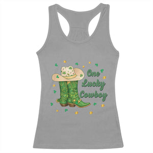 One Lucky Cowboy Racerback Tank Top Western Irish Cowboy St Patrick Day TS14 Sport Gray Print Your Wear