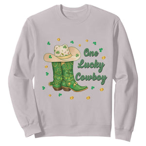 One Lucky Cowboy Sweatshirt Western Irish Cowboy St Patrick Day TS14 Ice Gray Print Your Wear