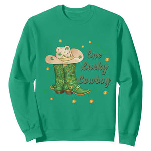 One Lucky Cowboy Sweatshirt Western Irish Cowboy St Patrick Day TS14 Irish Green Print Your Wear