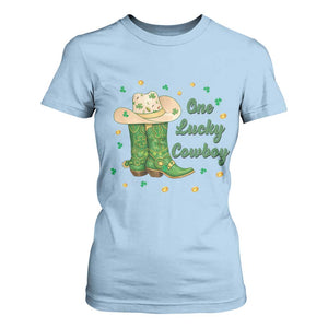 One Lucky Cowboy T Shirt For Women Western Irish Cowboy St Patrick Day TS14 Light Blue Print Your Wear