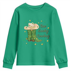 One Lucky Cowboy Youth Sweatshirt Western Irish Cowboy St Patrick Day TS14 Irish Green Print Your Wear