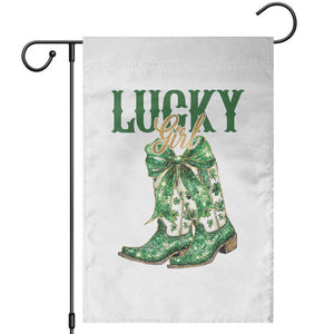 Lucky Cowgirl Garden Flag Western Irish Cowboy St Patrick Day TS14 White Print Your Wear