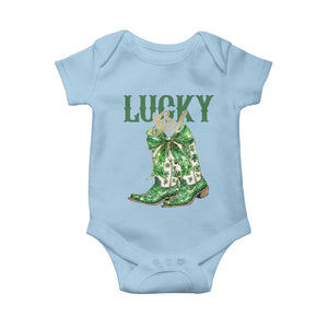 Lucky Cowgirl Baby Onesie Western Irish Cowboy St Patrick Day TS14 Light Blue Print Your Wear