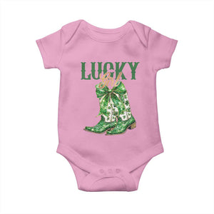 Lucky Cowgirl Baby Onesie Western Irish Cowboy St Patrick Day TS14 Light Pink Print Your Wear