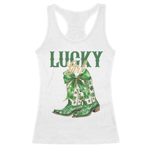Lucky Cowgirl Racerback Tank Top Western Irish Cowboy St Patrick Day TS14 White Print Your Wear