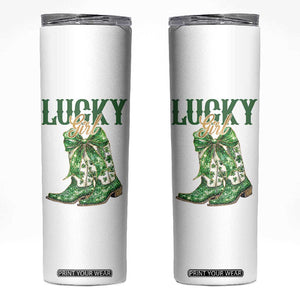Lucky Cowgirl Skinny Tumbler Western Irish Cowboy St Patrick Day TS14 White Print Your Wear