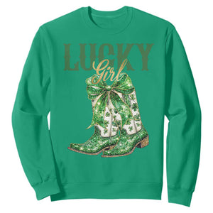 Lucky Cowgirl Sweatshirt Western Irish Cowboy St Patrick Day TS14 Irish Green Print Your Wear
