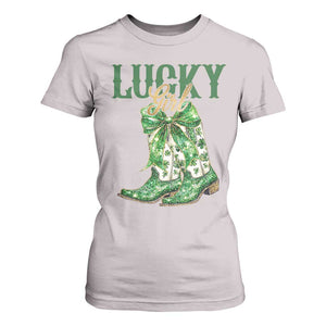 Lucky Cowgirl T Shirt For Women Western Irish Cowboy St Patrick Day TS14 Ice Gray Print Your Wear