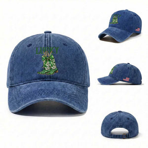 Lucky Cowgirl Washed Cotton Baseball Cap Western Irish Cowboy St Patrick Day TS14 Washed Cap Universal Fit Royal Blue Print Your Wear