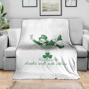 Drink Well With Others Throw Blanket Funny Leprechaun Drinking Green Beer Shamrock TS14 Print Your Wear