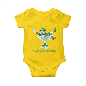 Drink Well With Others Baby Onesie Funny Leprechaun Drinking Green Beer Shamrock TS14 Daisy Print Your Wear