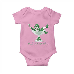 Drink Well With Others Baby Onesie Funny Leprechaun Drinking Green Beer Shamrock TS14 Light Pink Print Your Wear